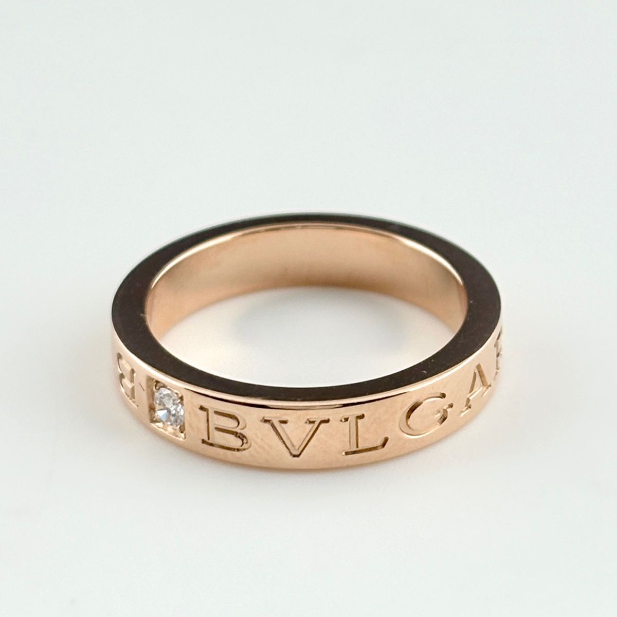 Bvlgari Double Logo Ring PG Pink Gold Pave Diamond — view 3