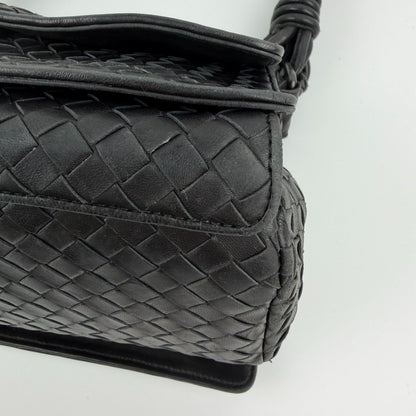 Bottega Veneta Intrecciato Shoulder Bag Black Leather Vintage — view 8