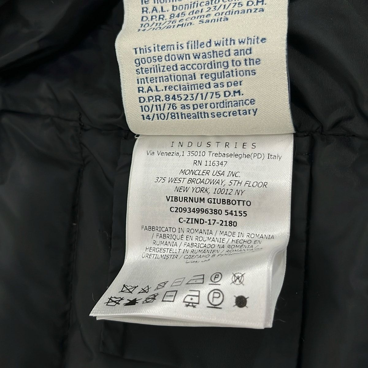 Moncler Down Jacket Coat 1 S Viburnum Black Long Sleeve Zip Up Ruffle Different — view 4