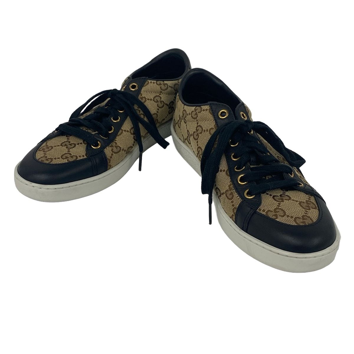 Gucci Sneakers 37.5 GG Pattern Beige Dark Brown Leather — view 2