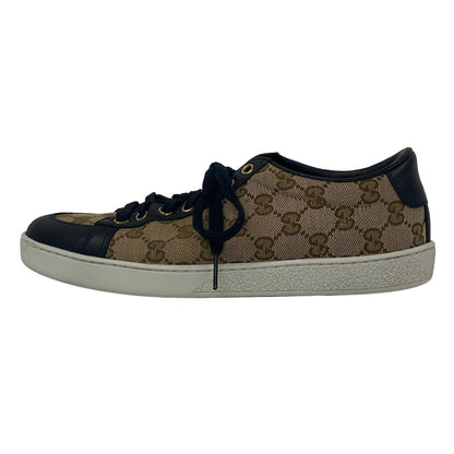 Gucci Sneakers 37.5 GG Pattern Beige Dark Brown Leather