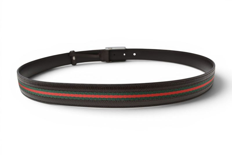 Gucci Belt 95 Leather Sherry Line Dark Brown Green Red — view 9