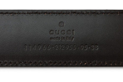 Gucci Belt 95 Leather Sherry Line Dark Brown Green Red — view 7
