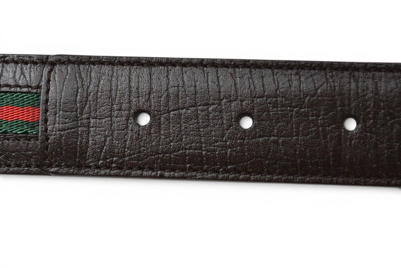Gucci Belt 95 Leather Sherry Line Dark Brown Green Red — view 5