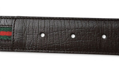 Gucci Belt 95 Leather Sherry Line Dark Brown Green Red — view 5