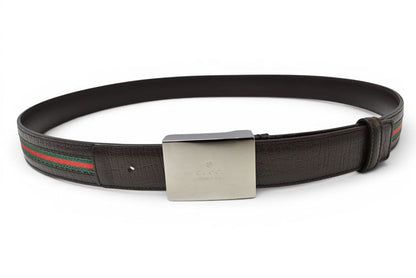 Gucci Belt 95 Leather Sherry Line Dark Brown Green Red — view 8