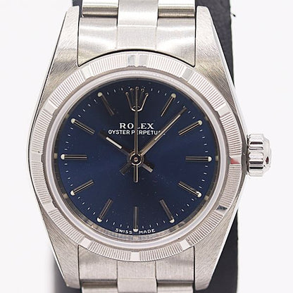 Rolex Box with Frame Oyster Perpetual Automatic Winding Blue Dial Watch