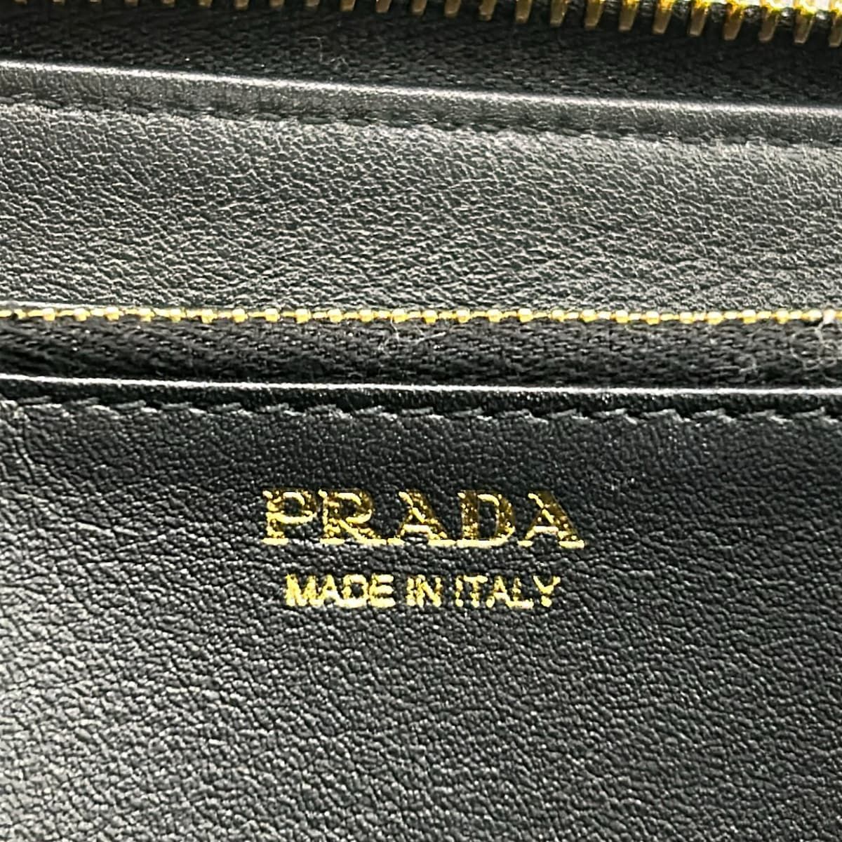 Prada Wallet Black Gold Studded Zip Around Leather — view 5
