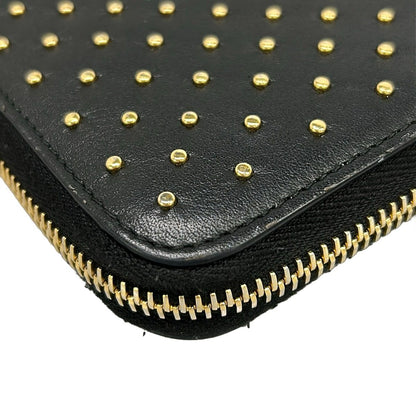 Prada Wallet Black Gold Studded Zip Around Leather — view 6