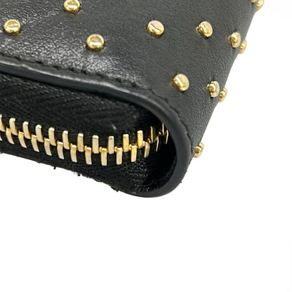 Prada Wallet Black Gold Studded Zip Around Leather — view 7