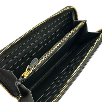 Prada Wallet Black Gold Studded Zip Around Leather — view 3