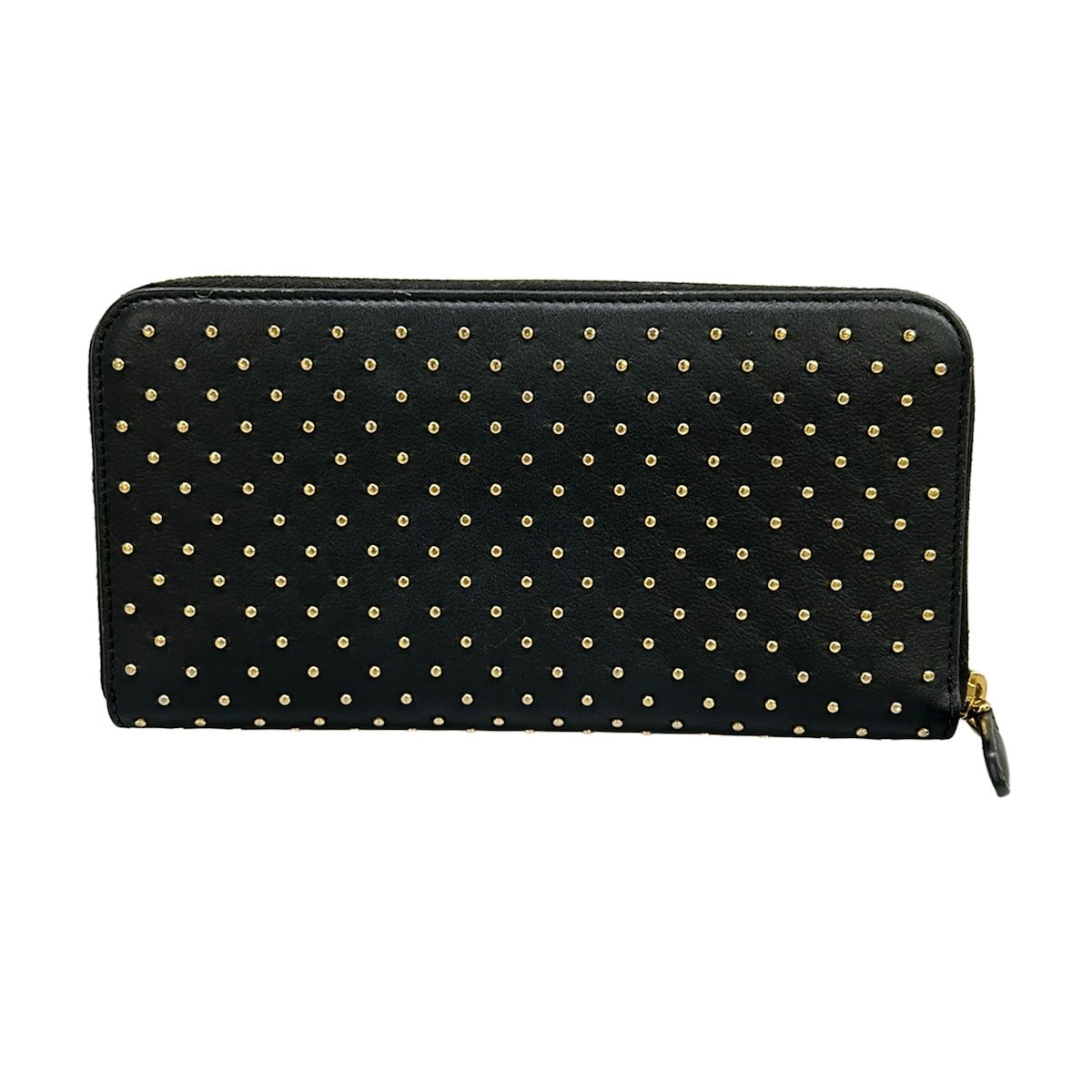Prada Wallet Black Gold Studded Zip Around Leather — view 2