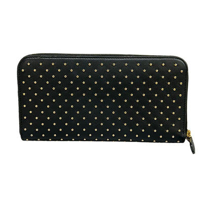 Prada Wallet Black Gold Studded Zip Around Leather — view 2