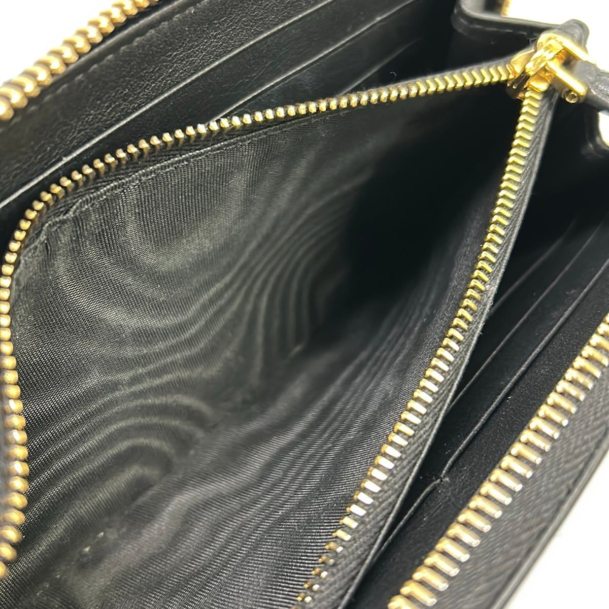 Prada Wallet Black Gold Studded Zip Around Leather — view 4