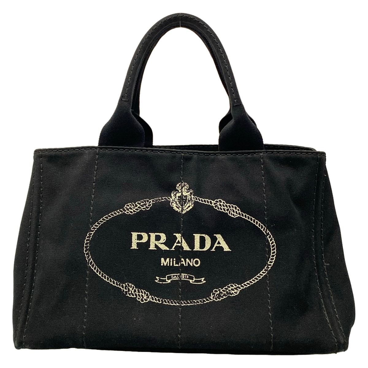 Prada Tote Canapa Black Beige