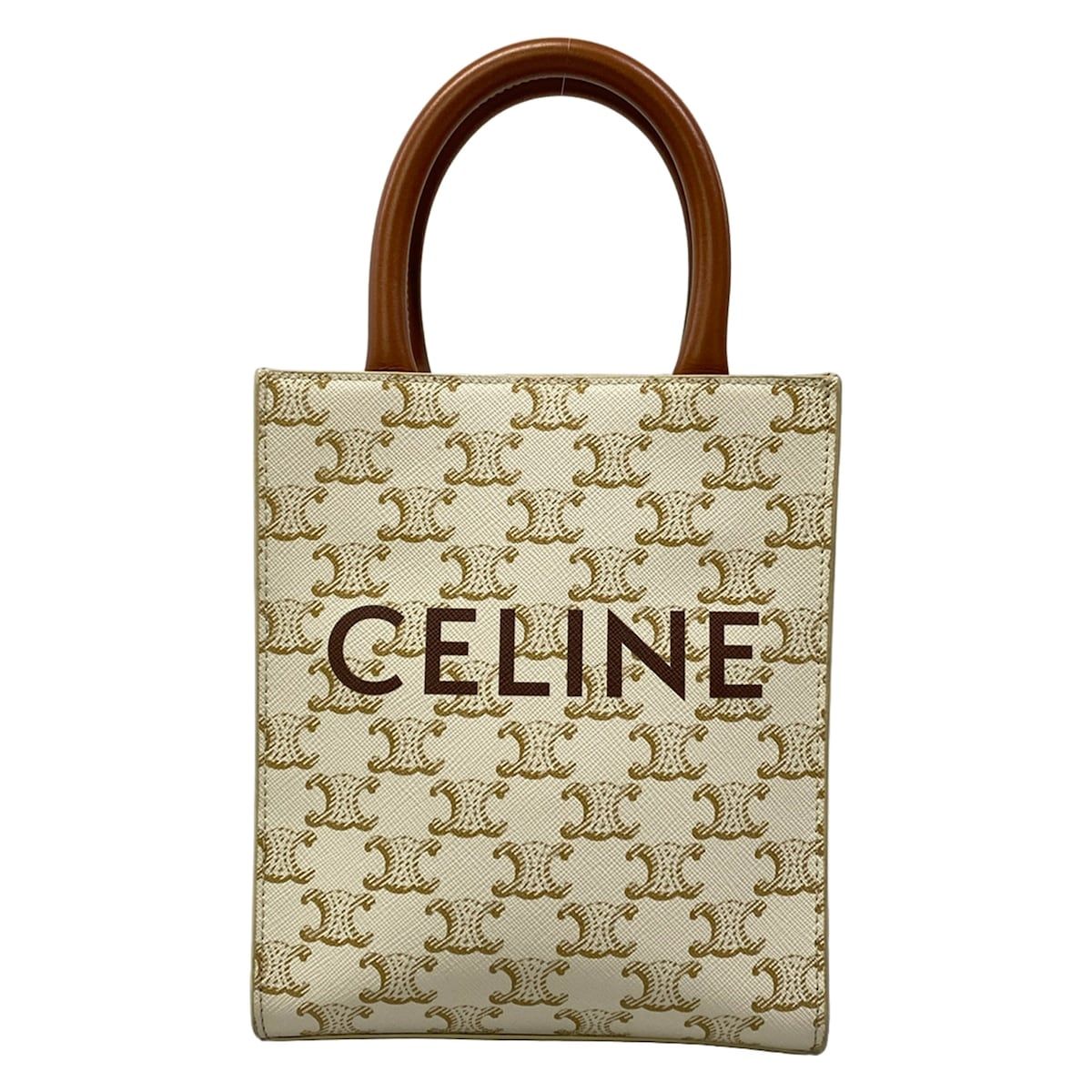 Celine Tote Mini Vertical Cover Brown Ivory