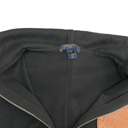 Louis Vuitton Poncho XS Black Knit Leather Patch Half Zip Cotton — view 7