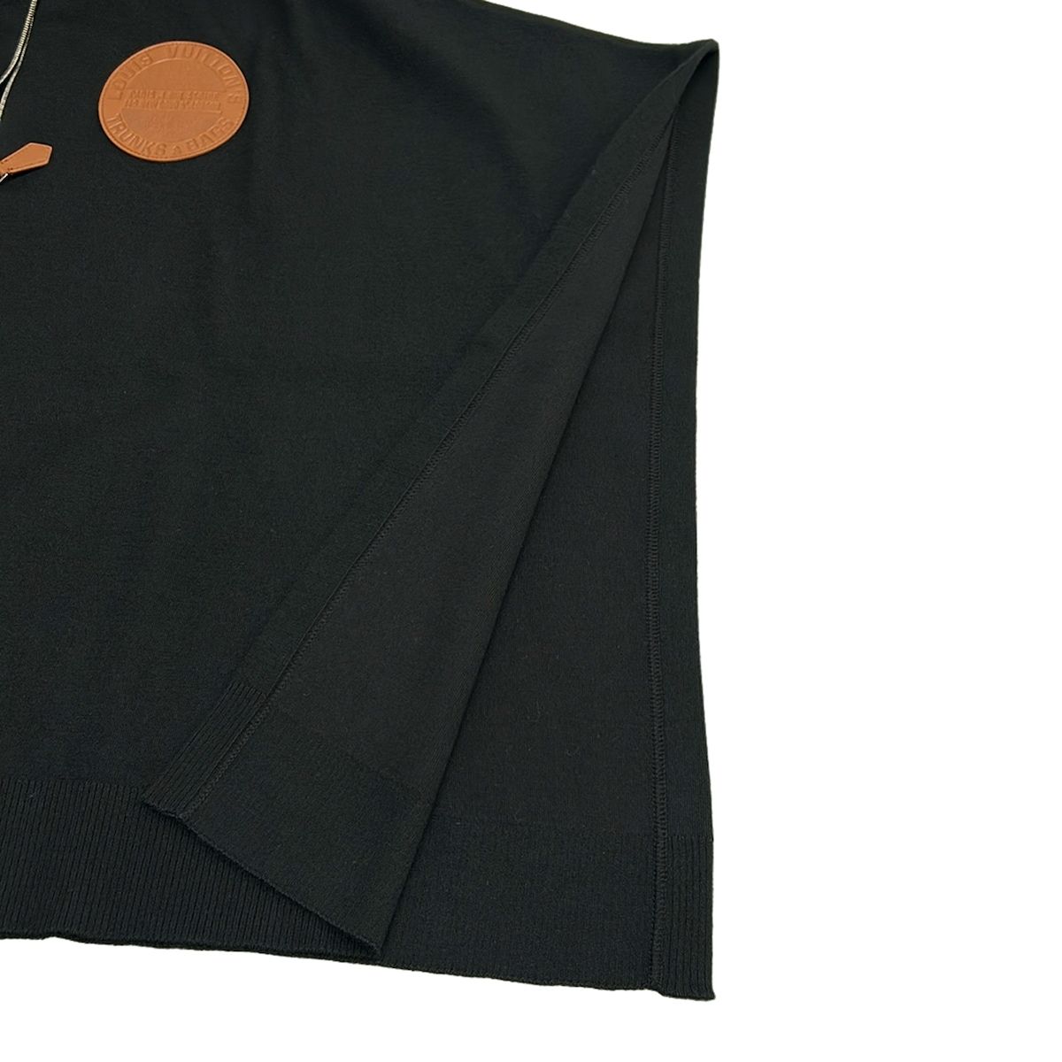 Louis Vuitton Poncho XS Black Knit Leather Patch Half Zip Cotton — view 6