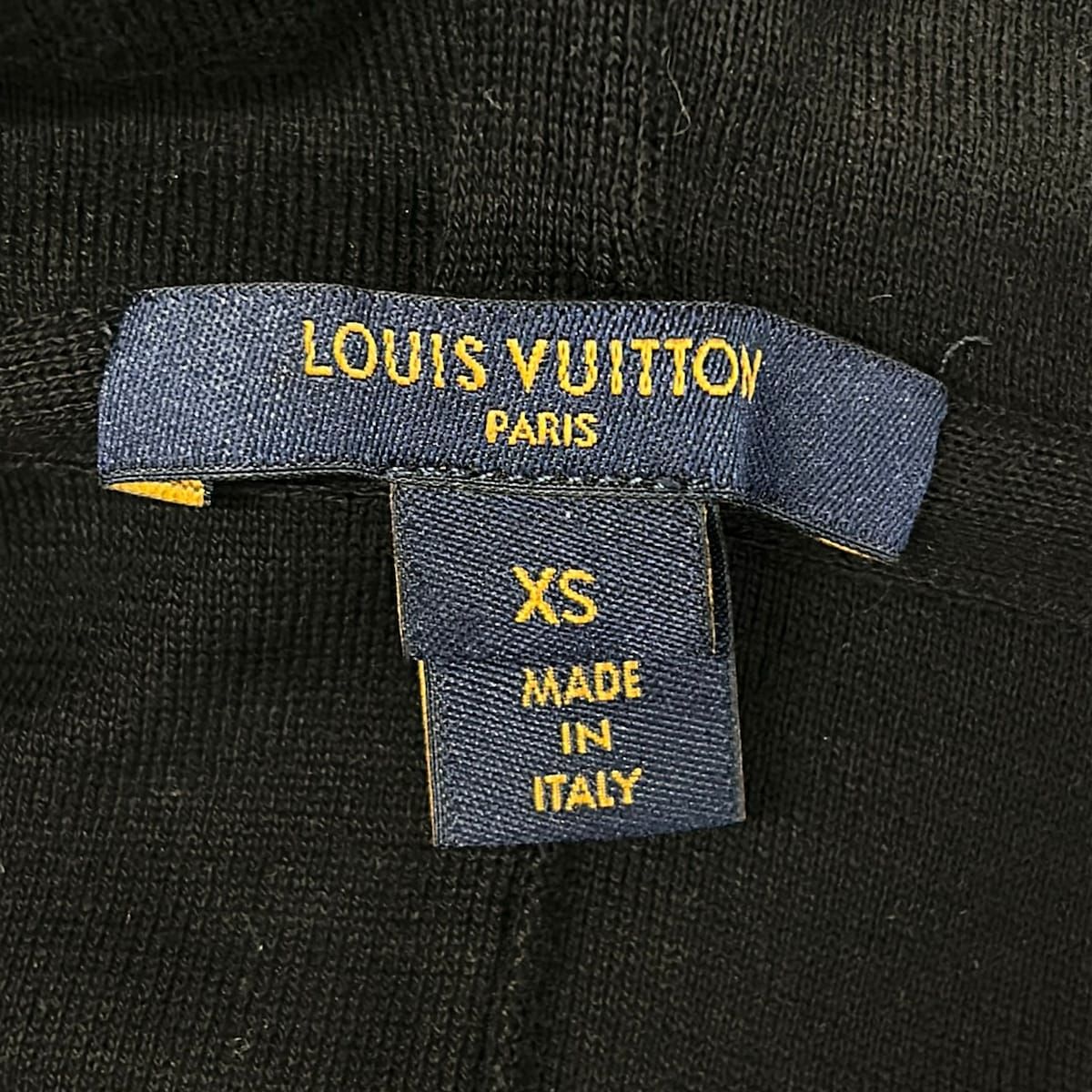 Louis Vuitton Poncho XS Black Knit Leather Patch Half Zip Cotton — view 3