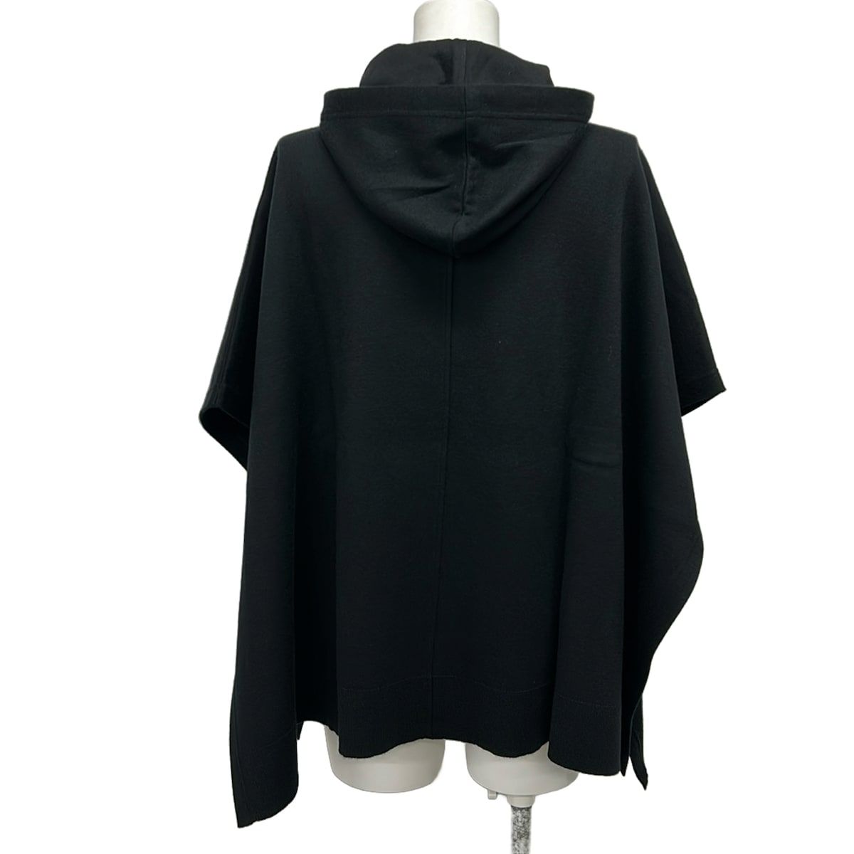 Louis Vuitton Poncho XS Black Knit Leather Patch Half Zip Cotton — view 2