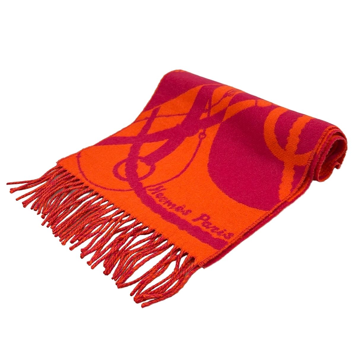 Hermes Scarf Orange Pink Purple Cashmere