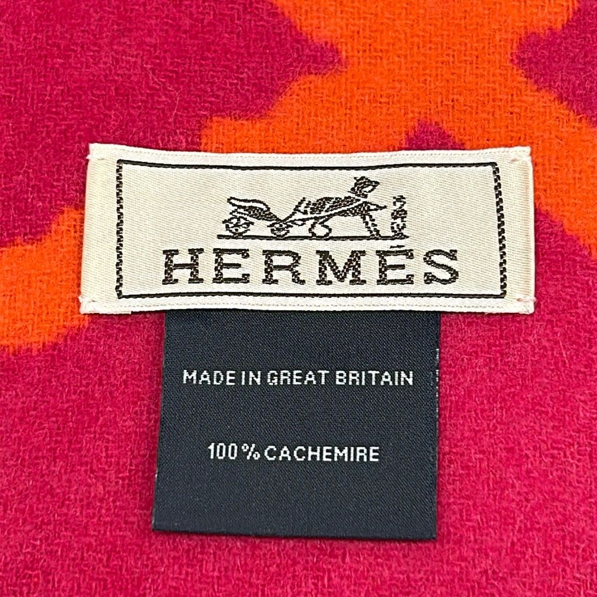 Hermes Scarf Orange Pink Purple Cashmere — view 2