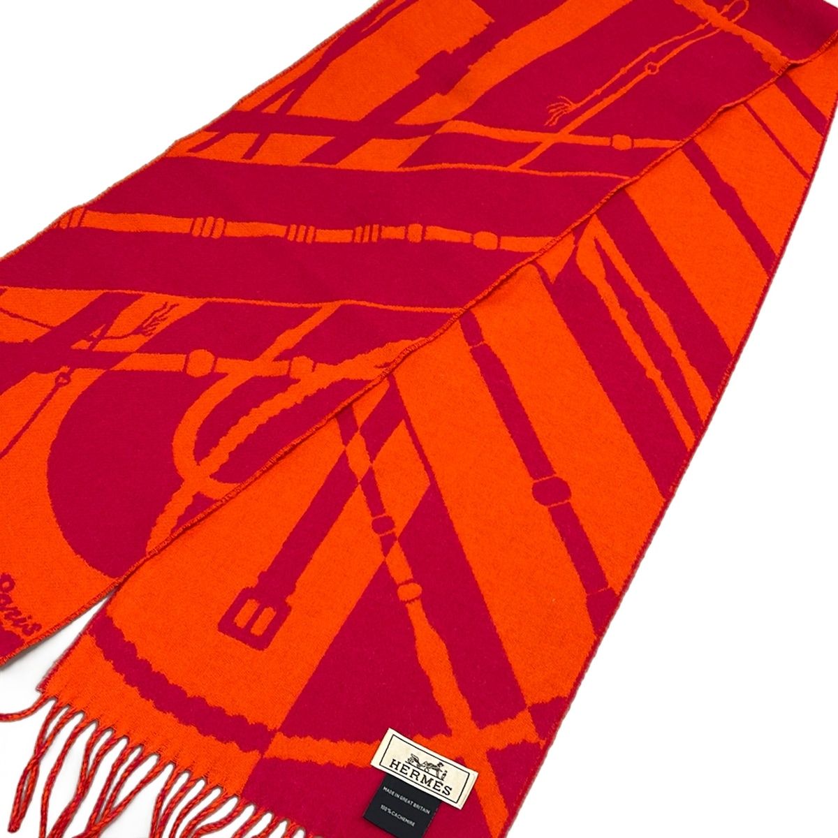 Hermes Scarf Orange Pink Purple Cashmere — view 4