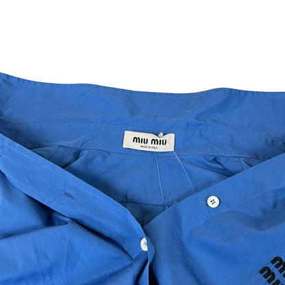 Miu Miu Long Sleeve Shirt Blouse 36 S Blue Short Length Cut Off Processing — view 8