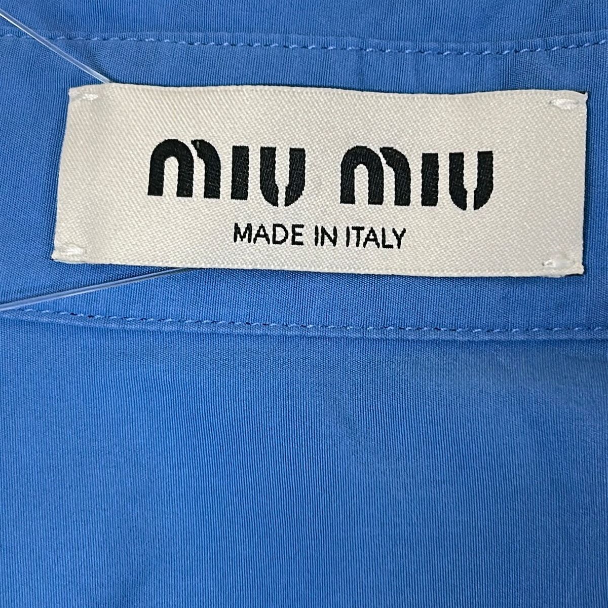 Miu Miu Long Sleeve Shirt Blouse 36 S Blue Short Length Cut Off Processing — view 3