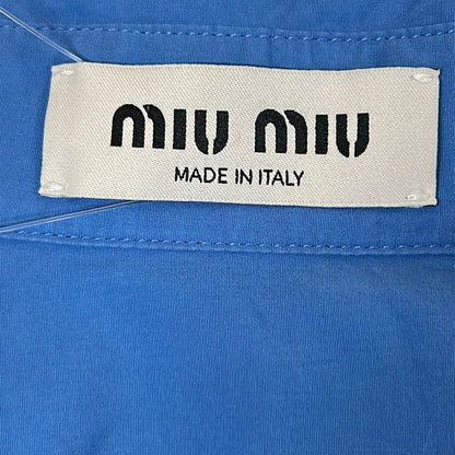 Miu Miu Long Sleeve Shirt Blouse 36 S Blue Short Length Cut Off Processing — view 3