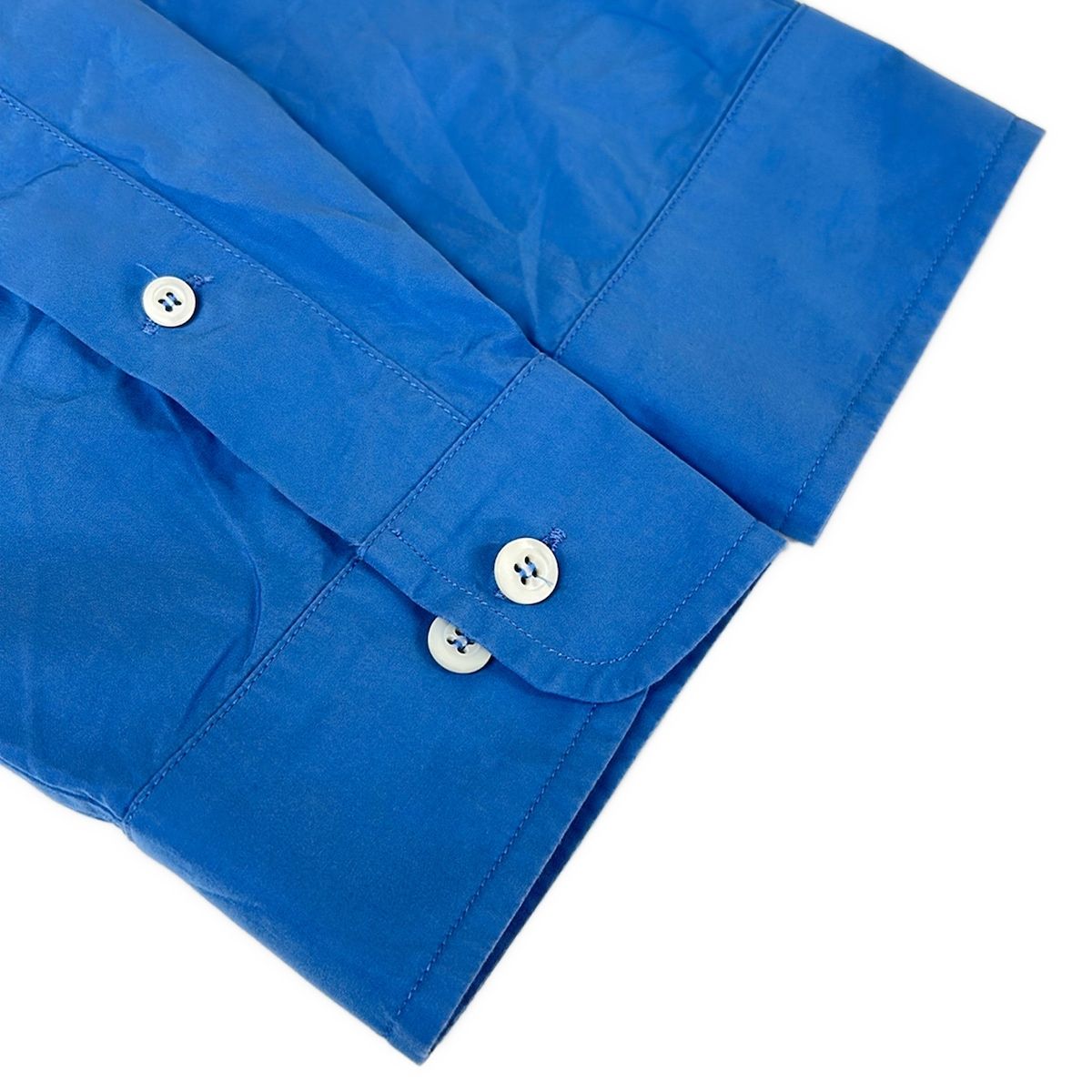 Miu Miu Long Sleeve Shirt Blouse 36 S Blue Short Length Cut Off Processing — view 6