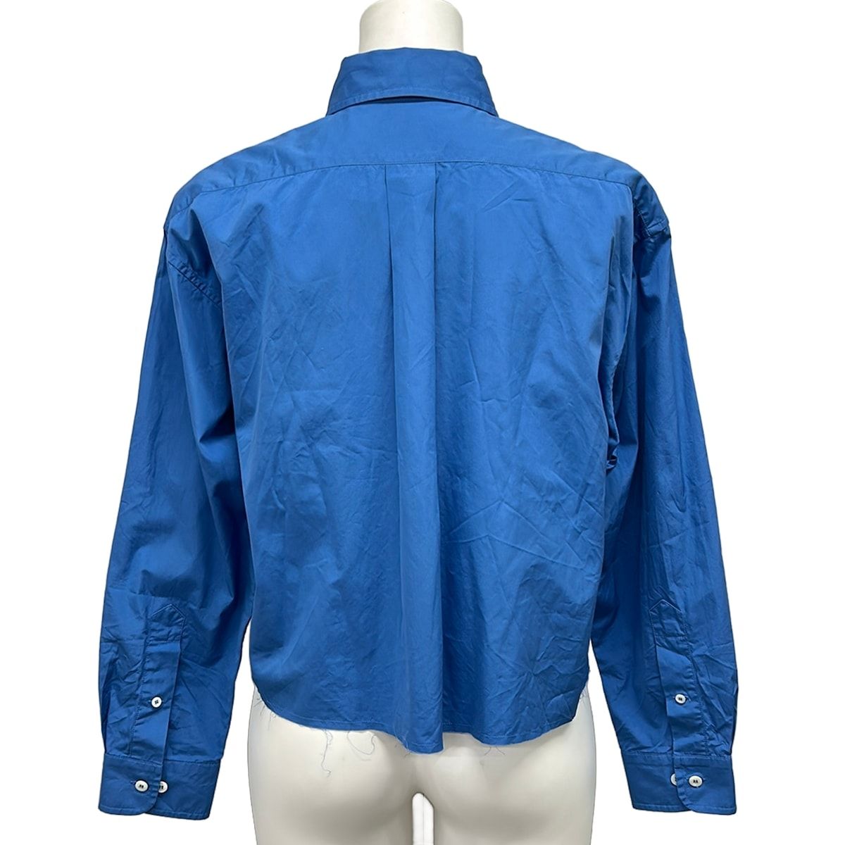 Miu Miu Long Sleeve Shirt Blouse 36 S Blue Short Length Cut Off Processing — view 2