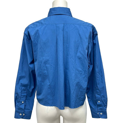Miu Miu Long Sleeve Shirt Blouse 36 S Blue Short Length Cut Off Processing — view 2