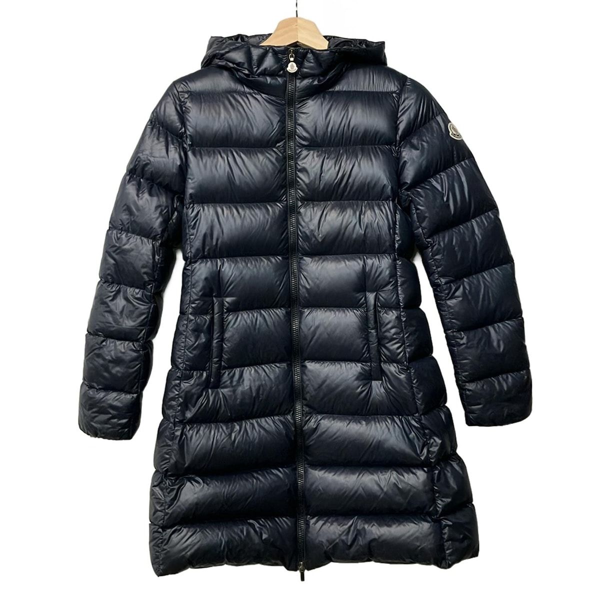 Moncler Down Jacket Coat 12 L Suyen Dark Navy Long Sleeve Zip Up Winter