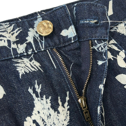 Louis Vuitton Jeans 29 LV Leaf Allover Pattern Regular Denim Pants Navy White — view 8
