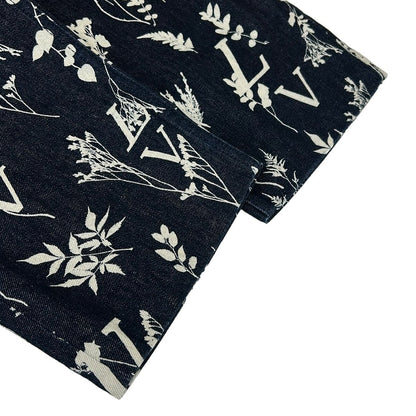 Louis Vuitton Jeans 29 LV Leaf Allover Pattern Regular Denim Pants Navy White — view 5