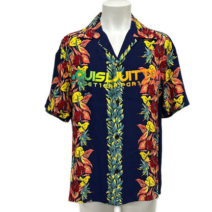 Louis Vuitton Short Sleeve Shirt S Neon Logo Aloha Navy Pink Multi Floral