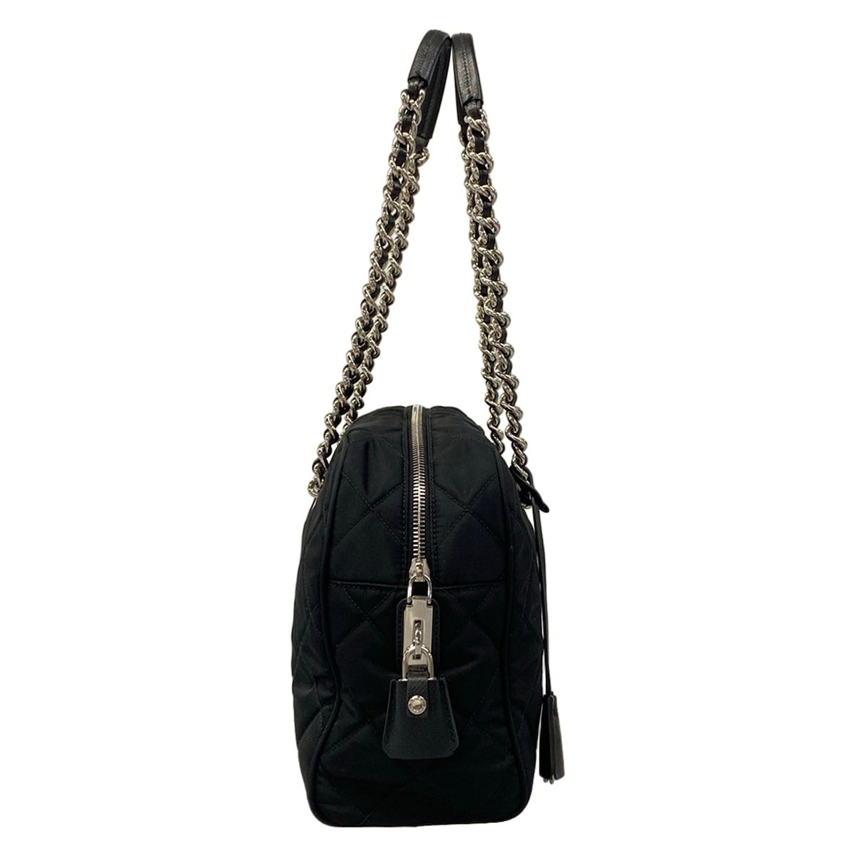 Prada Shoulder Bag Black Quilted Chain Leather — view 2