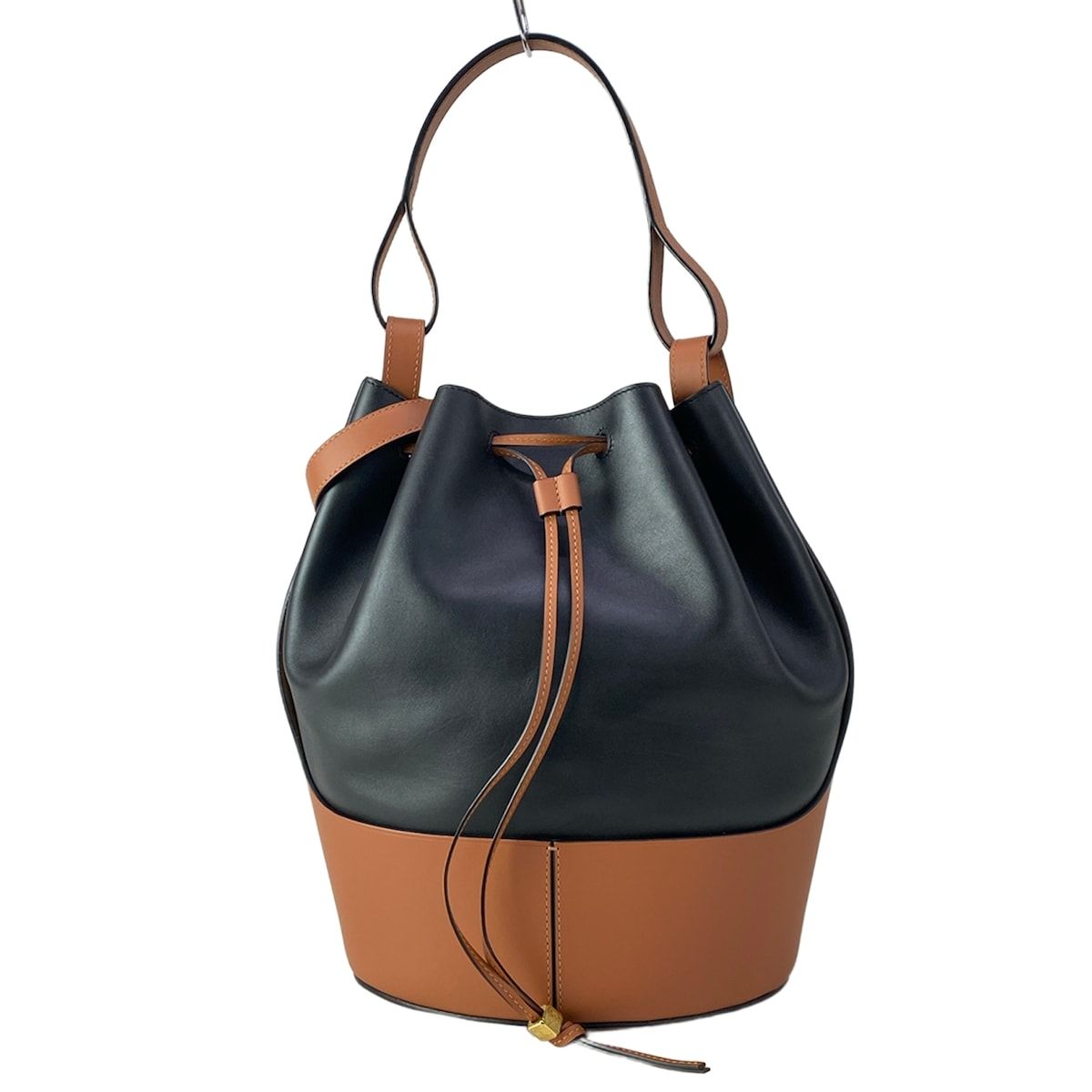 Loewe Shoulder Bag Balloon Large Black Brown 2-Way Drawstring