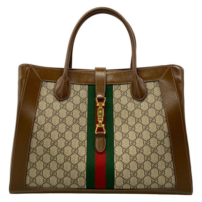 Gucci Tote Jackie Large Beige Dark Brown Multi Leather