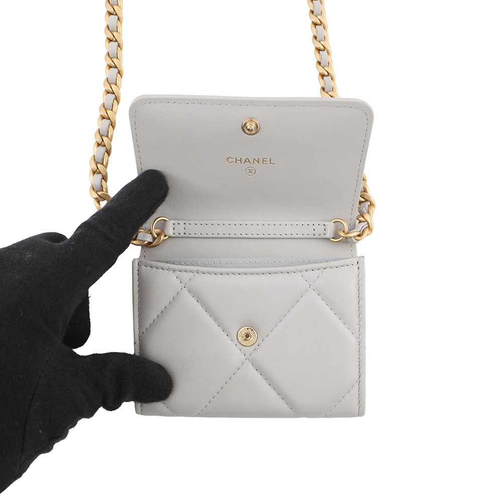 Chanel Chain Wallet 19 Flap Compact Coin Purse Lambskin — view 5