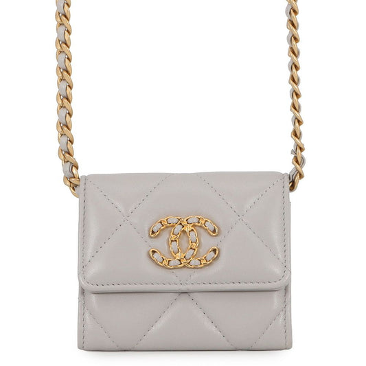 Chanel Chain Wallet 19 Flap Compact Coin Purse Lambskin