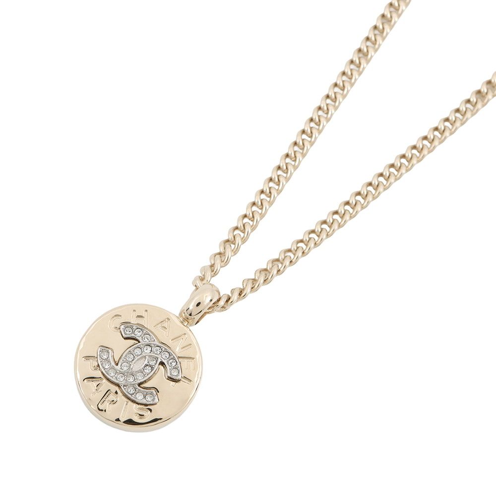 Chanel Necklace CC Logo Line Stone a