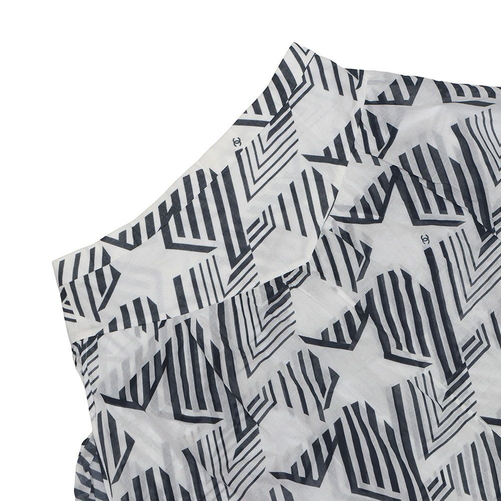 Chanel Skirt CC Logo Cotton 38 White Black — view 3