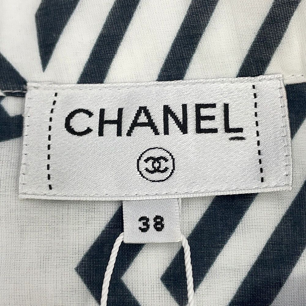 Chanel Skirt CC Logo Cotton 38 White Black — view 9