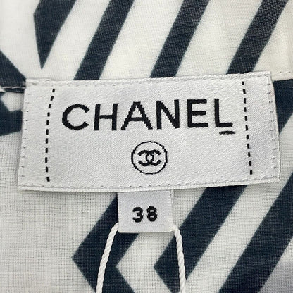 Chanel Skirt CC Logo Cotton 38 White Black — view 9