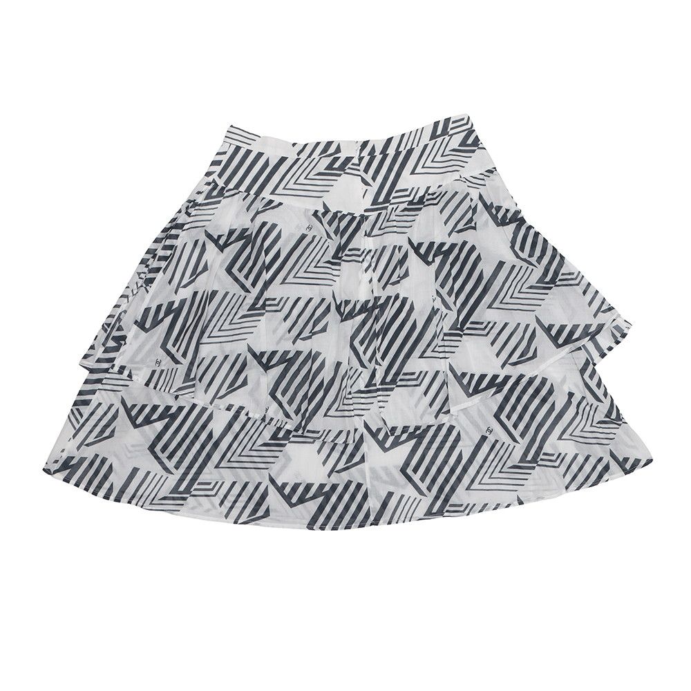 Chanel Skirt CC Logo Cotton 38 White Black — view 2