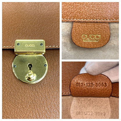 Gucci Brown Gold Leather 017 123 Clutch — view 3
