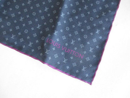 Louis Vuitton Monogram Pattern Pocket Square Navy Silk — view 2