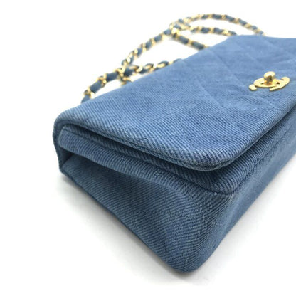 Chanel CC Logo Mini Quilted Denim Chain Shoulder Bag Blue — view 5